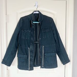 I Heart Ronson Denim Utility Jacket Cinch Waist Fall Layering Coat Large